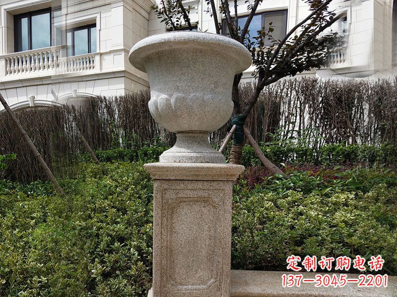 连云港大理石花钵小区花盆石雕艺术品