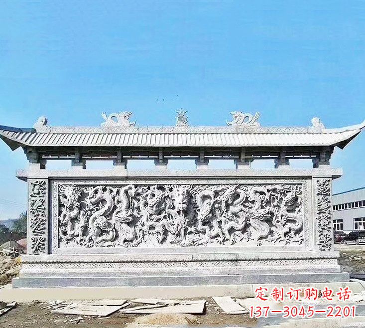 连云港精美大理石九龙壁雕塑