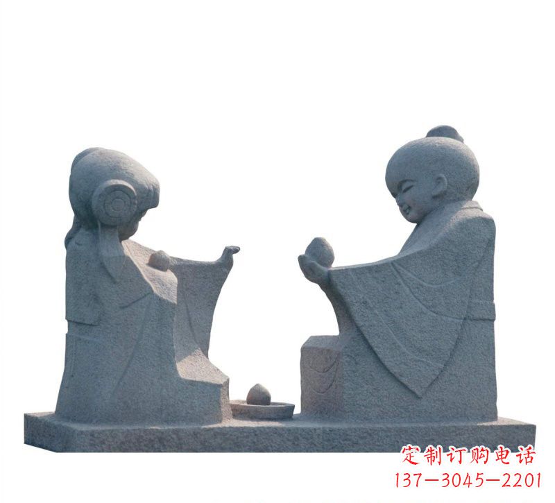 连云港传统风情——大理石孔融让梨雕塑
