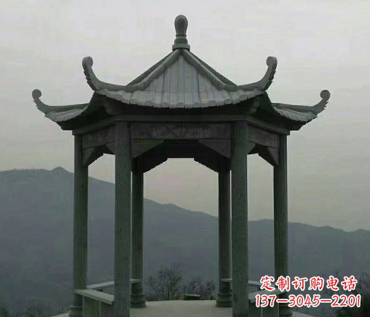 连云港考究工艺,奢华大理石六角凉亭雕塑