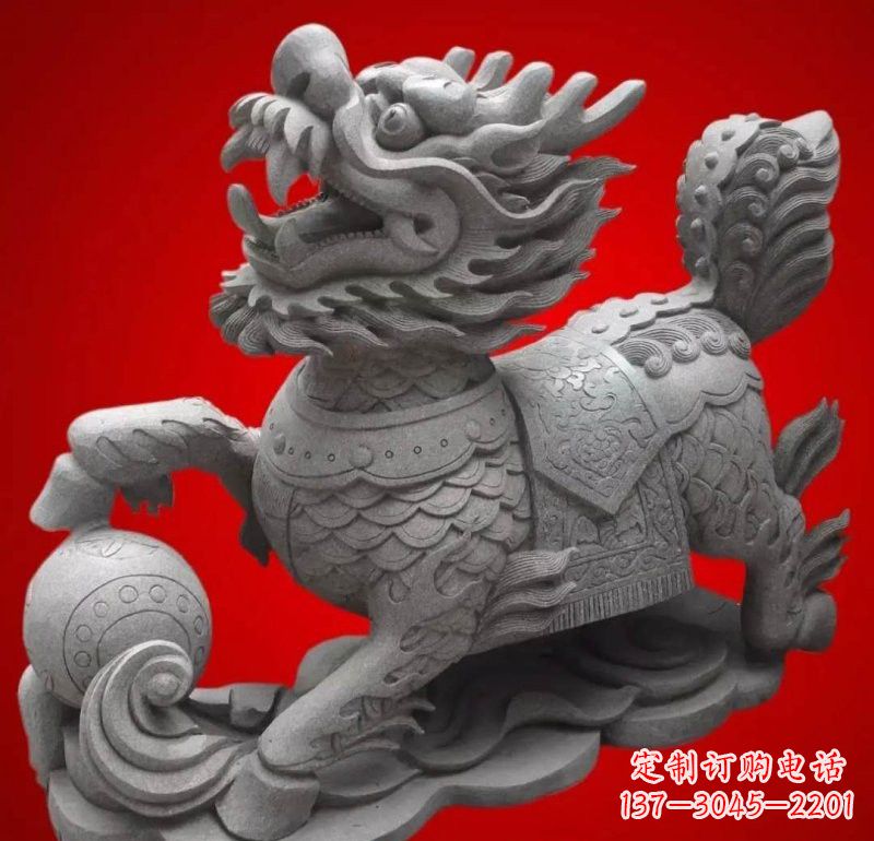 连云港大理石企业小区门口麒麟雕塑