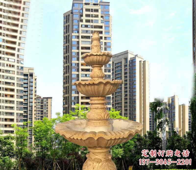 连云港大理石三层喷泉公园石雕 (2)