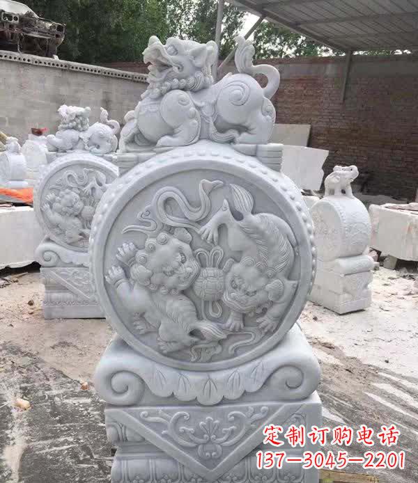 连云港大理石狮子抱鼓石雕塑