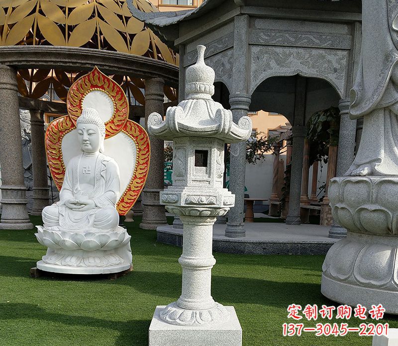 连云港独特的大理石石灯笼寺庙石雕