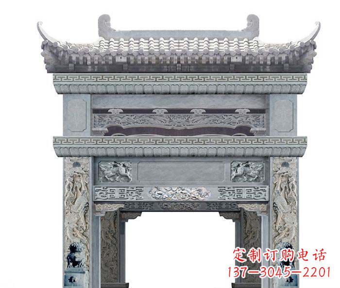 连云港单门村口石雕牌坊 (2)