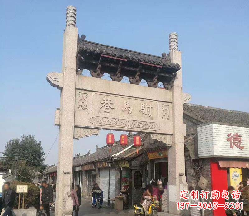 连云港单门石牌坊石雕_1
