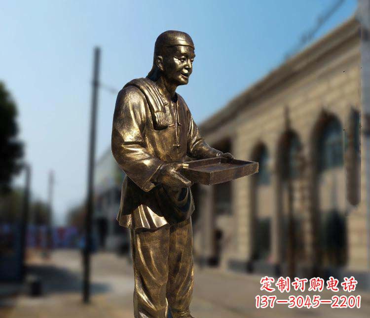 连云港古典神秘的店小二人物铜雕
