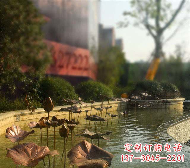 连云港荷叶风情传承——锻铜荷花荷叶小区景观雕塑