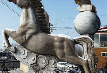 连云港大理石马踏祥云雕塑