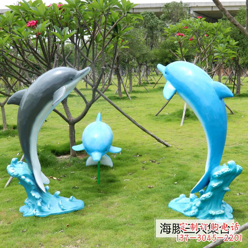连云港精致仿真玻璃钢海豚雕塑