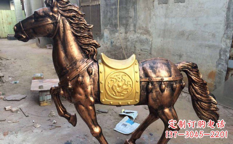 连云港公园奔跑的马动物铜雕 (4)