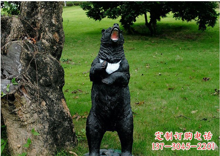 连云港公园风情玻璃钢仿真黑熊雕塑