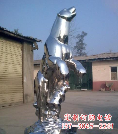 连云港公园不锈钢抽象北极熊动物雕塑