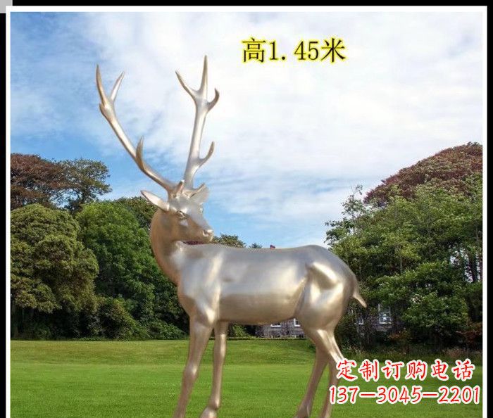 连云港高端室外不锈钢巨型动物鹿雕塑