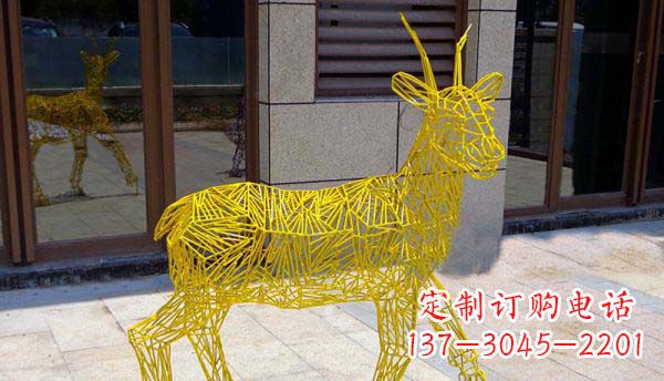 连云港梦幻般的不锈钢小鹿大理石塑像