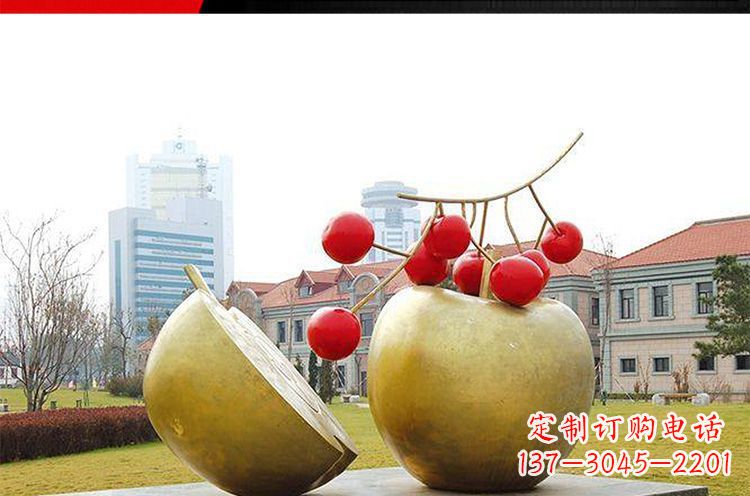 连云港公园不锈钢苹果樱桃雕塑