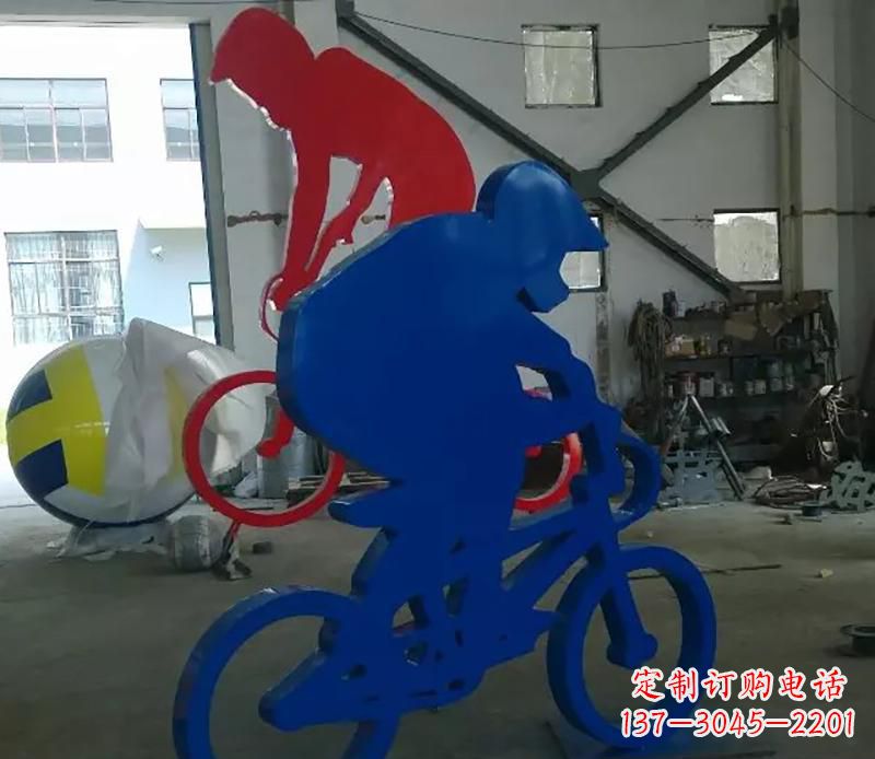 连云港公园不锈钢骑自行车运动人物雕塑