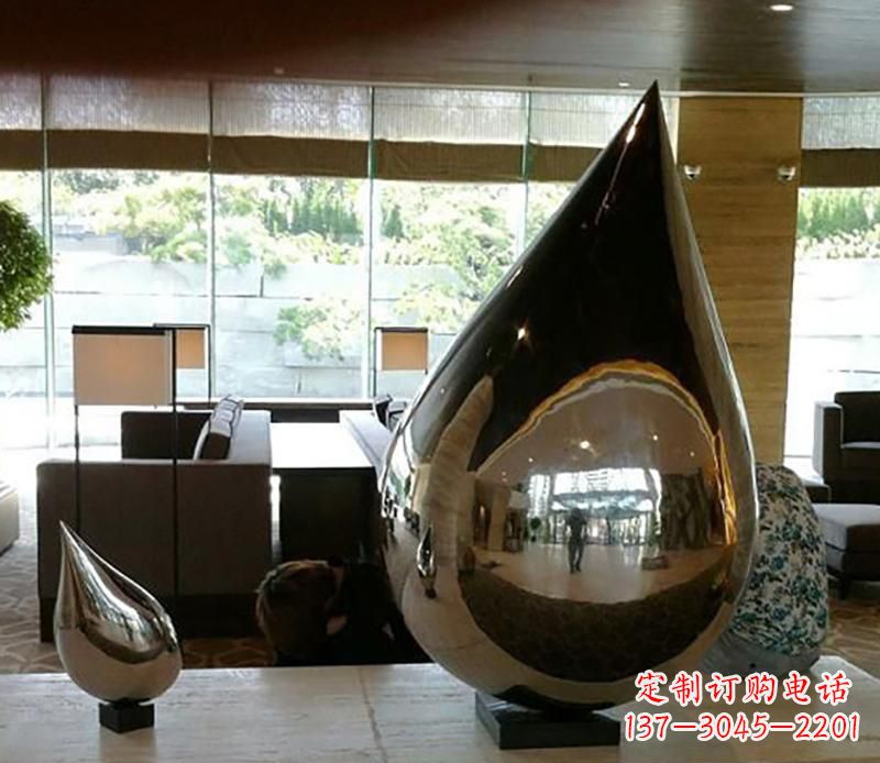 连云港公园不锈钢水滴球景观雕塑