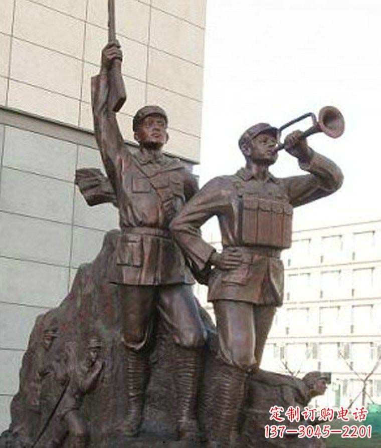 连云港革命精神熠熠冲锋号铜雕