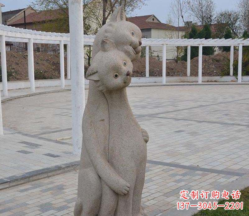 连云港精美小猫石雕,让您的公园更加美丽