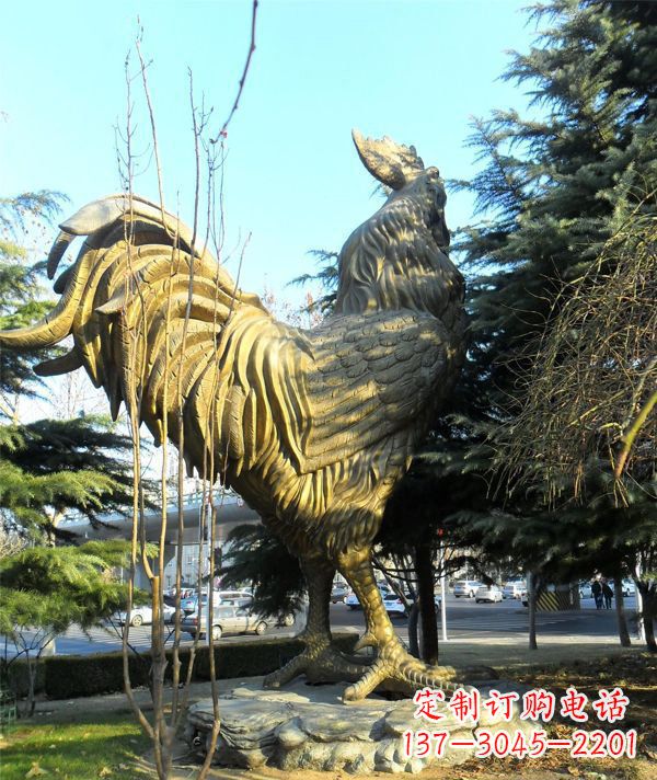 连云港公园公鸡动物铜雕
