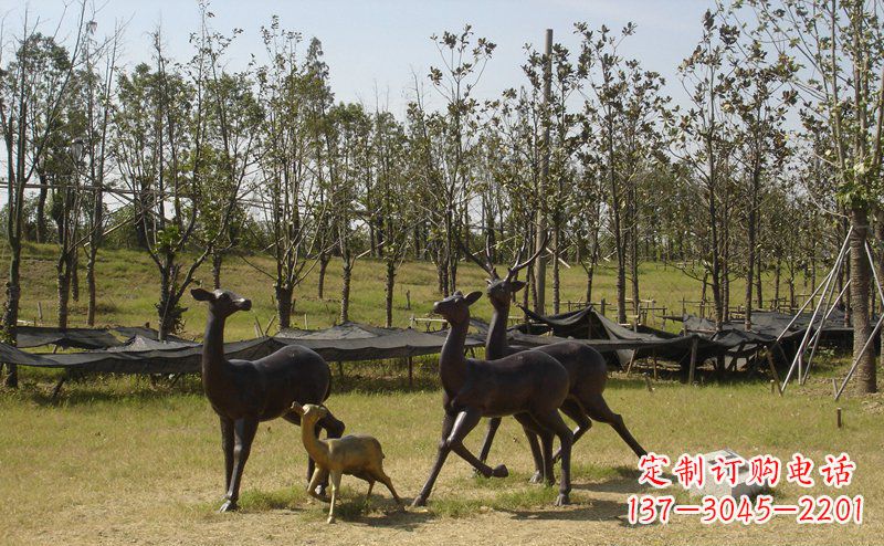 连云港优雅雕塑-梅花鹿铜雕