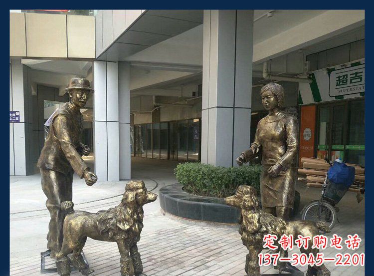 连云港精美铜雕牧羊犬人物雕塑