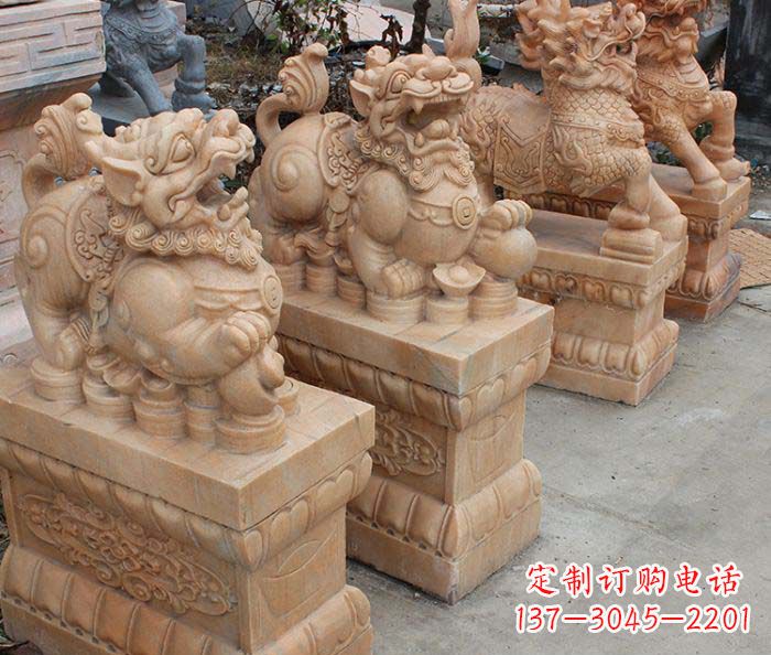 连云港中领雕塑-古代神兽晚霞红貔貅石雕
