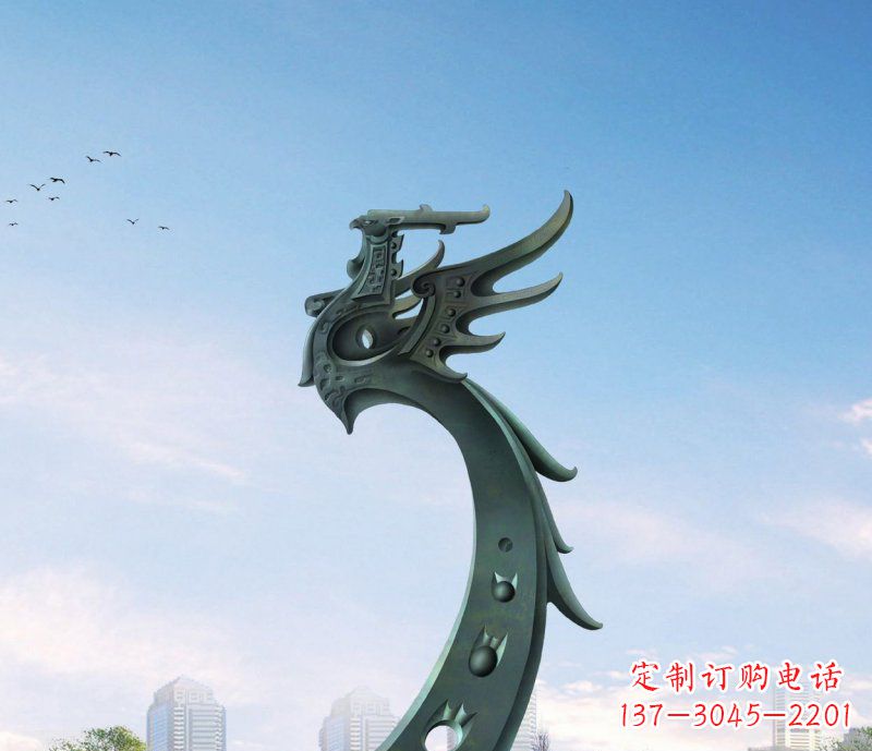 连云港中领雕塑|抽象凤凰不锈钢雕塑