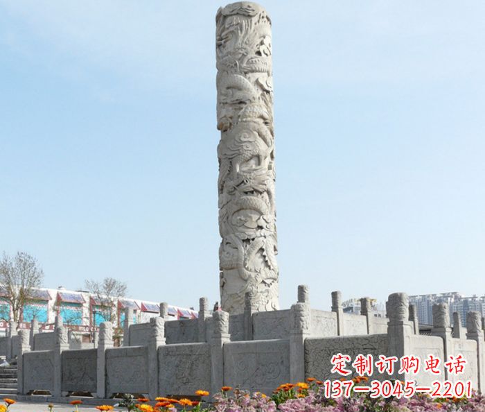 连云港广场景观大理石龙柱石雕_1 (2)