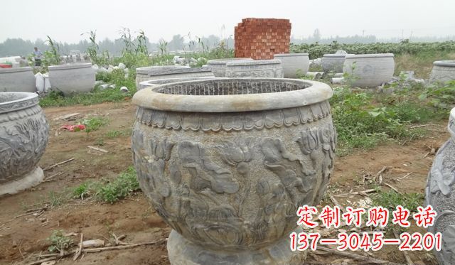 连云港荷花花盆公园景观石浮雕