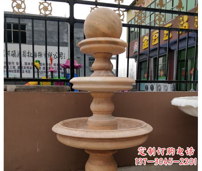 连云港风水球石雕,晚霞红别墅装饰精品