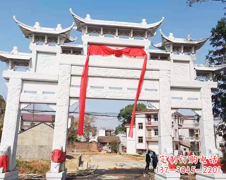 连云港三门三楼石雕牌坊:专业定制牌坊雕塑