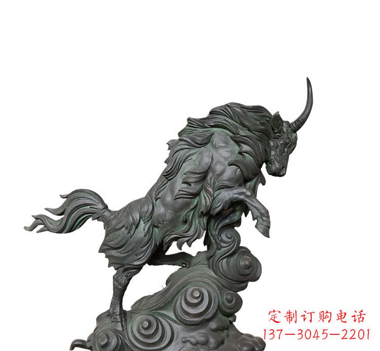 连云港神牛踏波绸缎精美铜雕