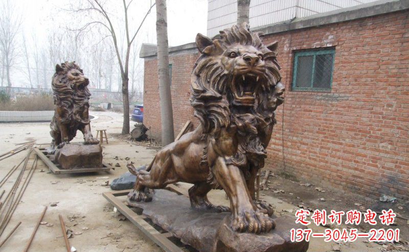 连云港狮子企业动物铜雕