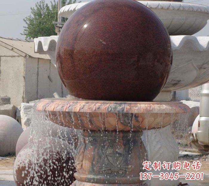 连云港石来运转小型风水球喷泉石雕