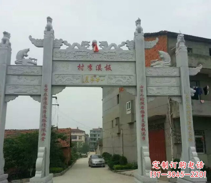 连云港石牌坊三门牌坊石雕 (2)