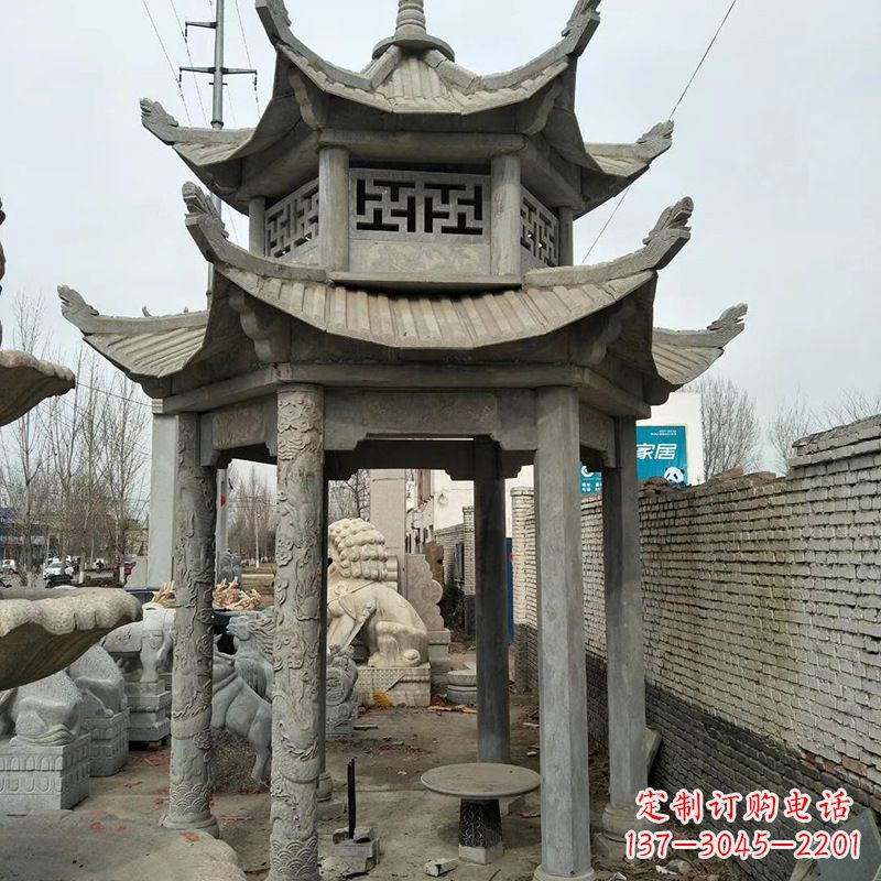 连云港双层大理石凉亭雕塑