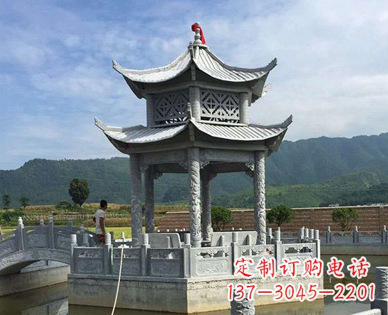 连云港双层仿古凉亭石雕_1