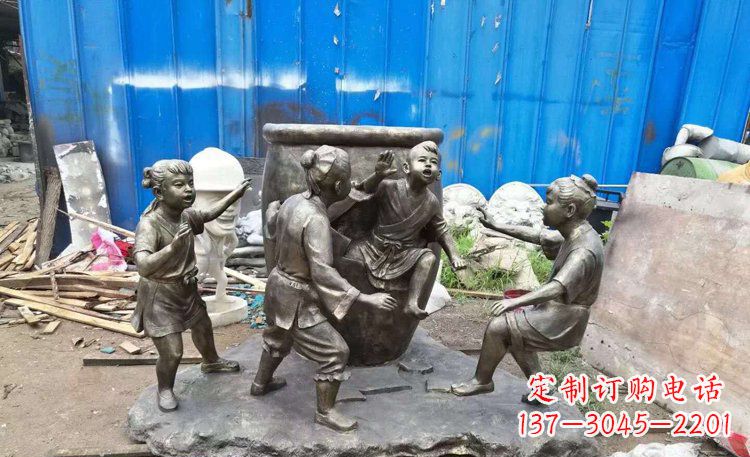 连云港司马光砸缸铜雕 (2)