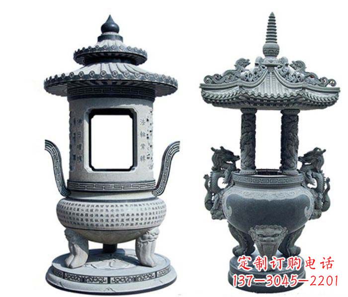 连云港寺庙景观仿古香炉石雕