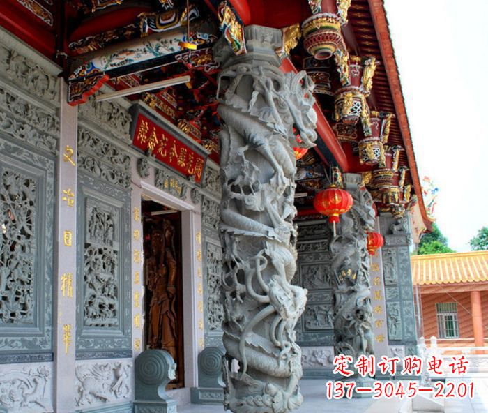 连云港寺庙景观龙柱石雕