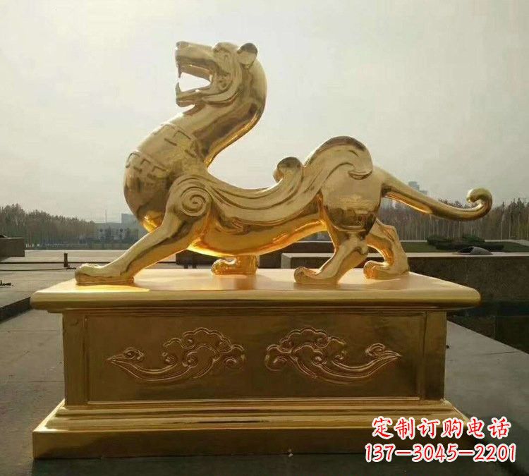 连云港贴金古代神兽青龙雕塑