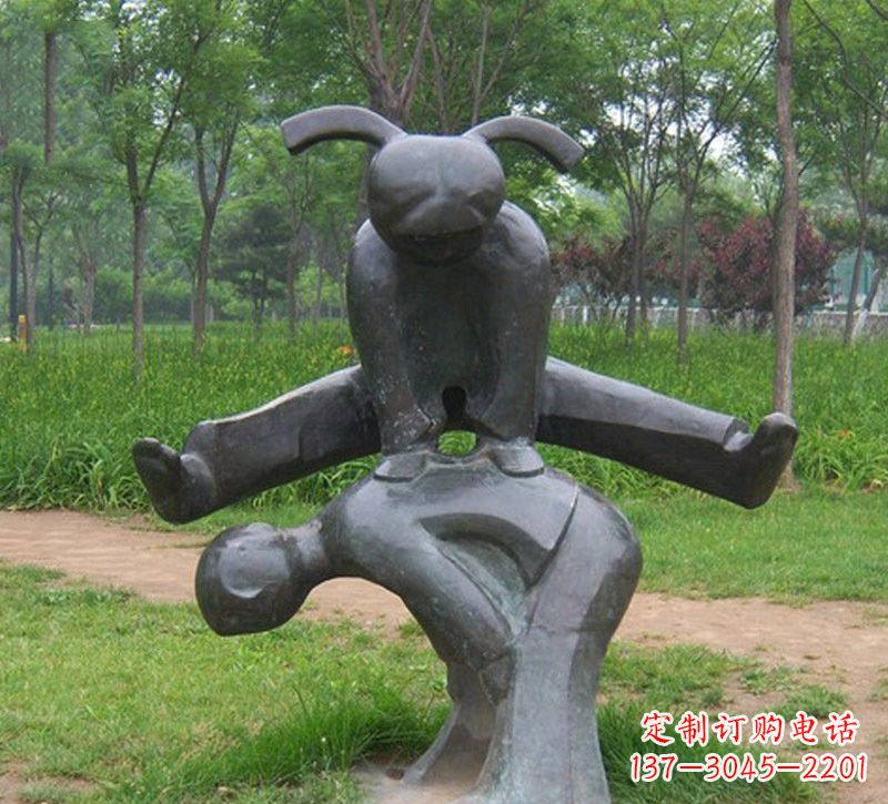 连云港铜雕抽象跳山羊儿童