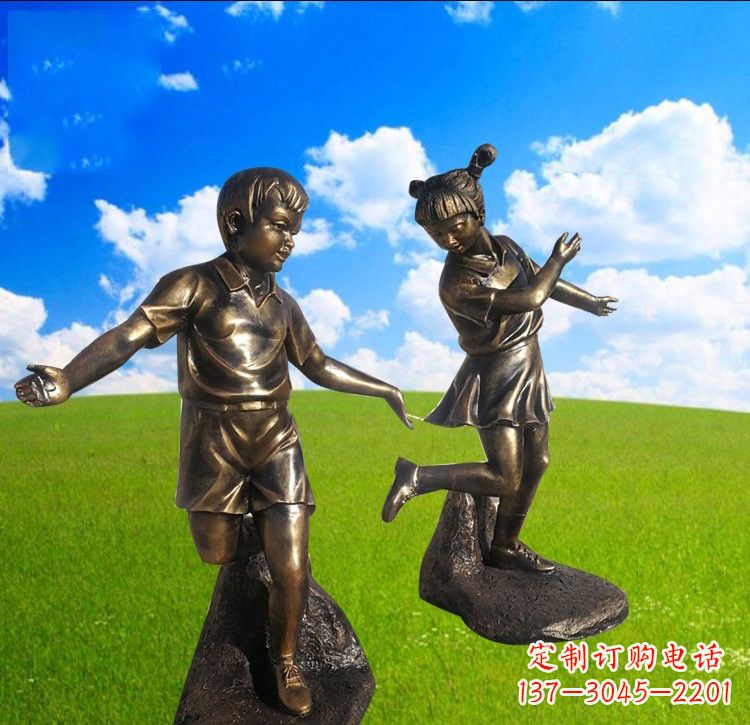 连云港铜雕儿童踢毽子