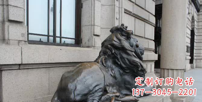 连云港铜雕汇丰卧姿狮子