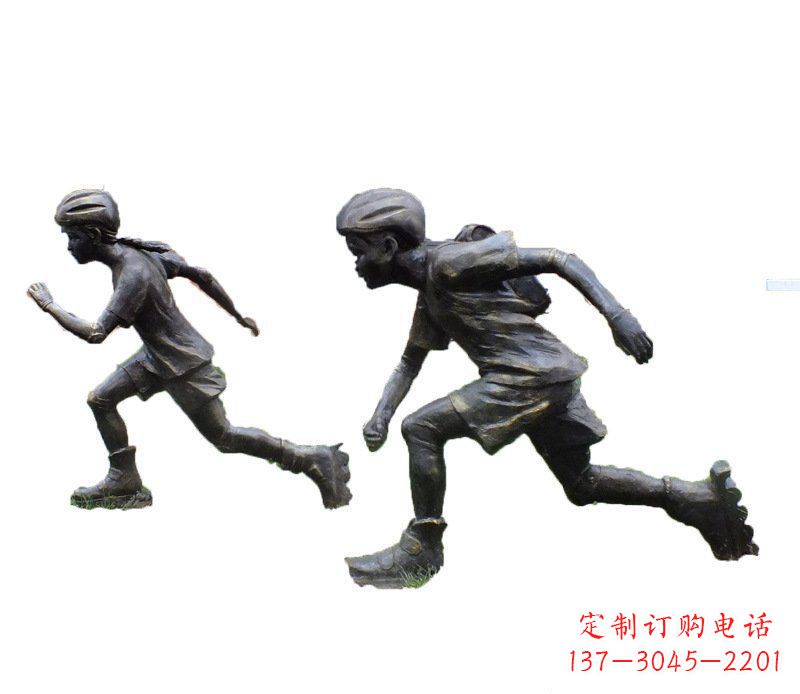 连云港铜雕民俗溜冰儿童摆件