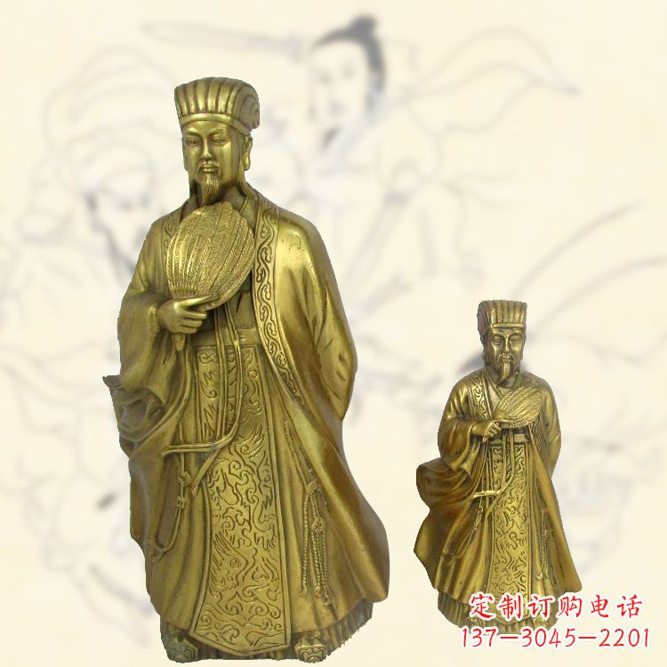 连云港铜雕名人诸葛亮雕像-纯铜铸造三国人物雕塑