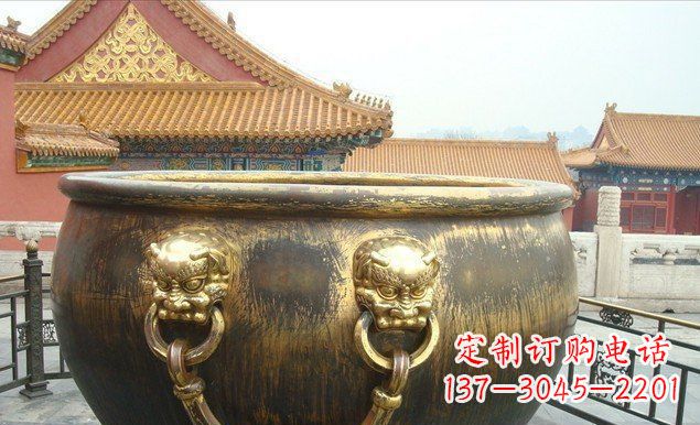 连云港铜雕水缸寺庙景观雕塑 (2)