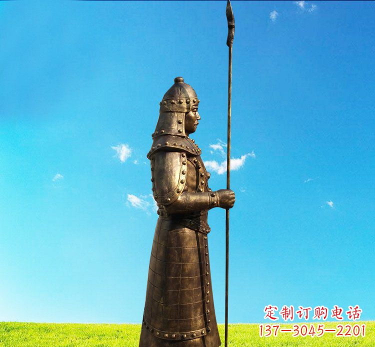 连云港铜雕战士站岗古代人物雕塑